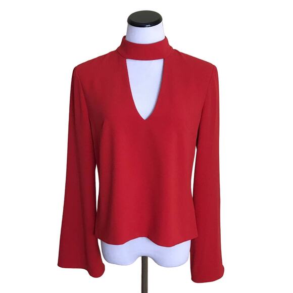 Intermix Red Seaton Open Back Bell Sleeve Top - Picture 4 of 10